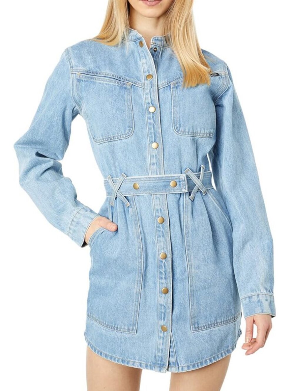 Bardot Elena Women's button down Blue Denim Vintage Dress Coat, size 10
